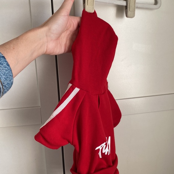 Red athletic hooded puppy tracksuit - Picture 6 of 13